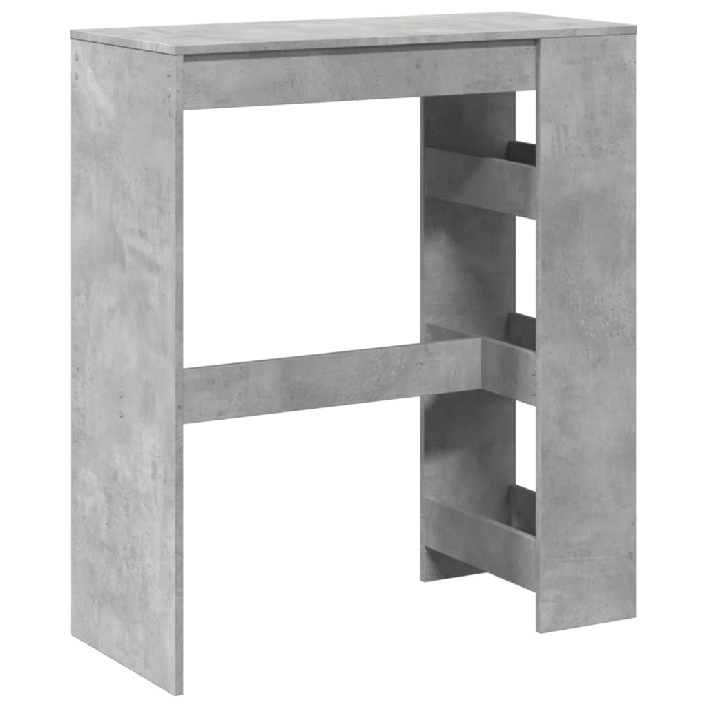 betonszürke szerelt fa tárolórekeszes bárasztal 90x40x103,5 cm