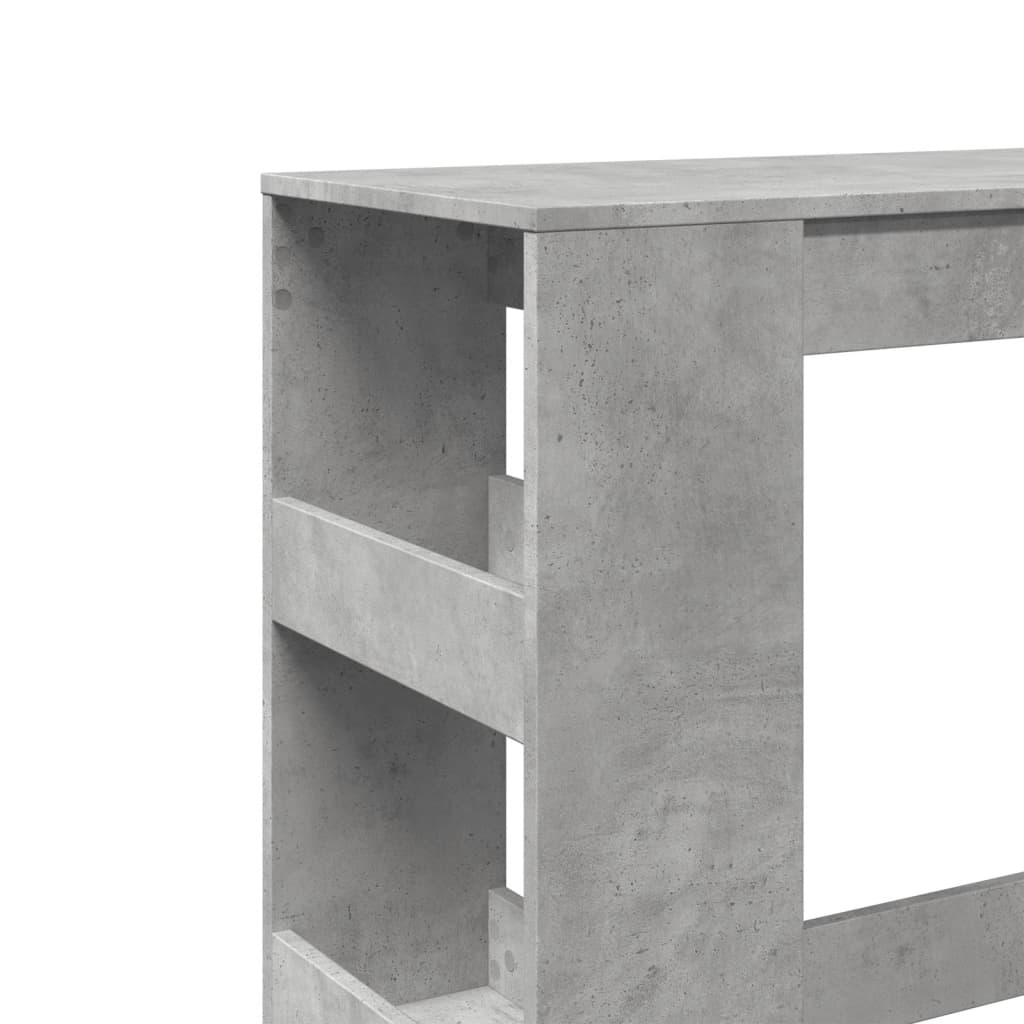 betonszürke szerelt fa tárolórekeszes bárasztal 90x40x103,5 cm