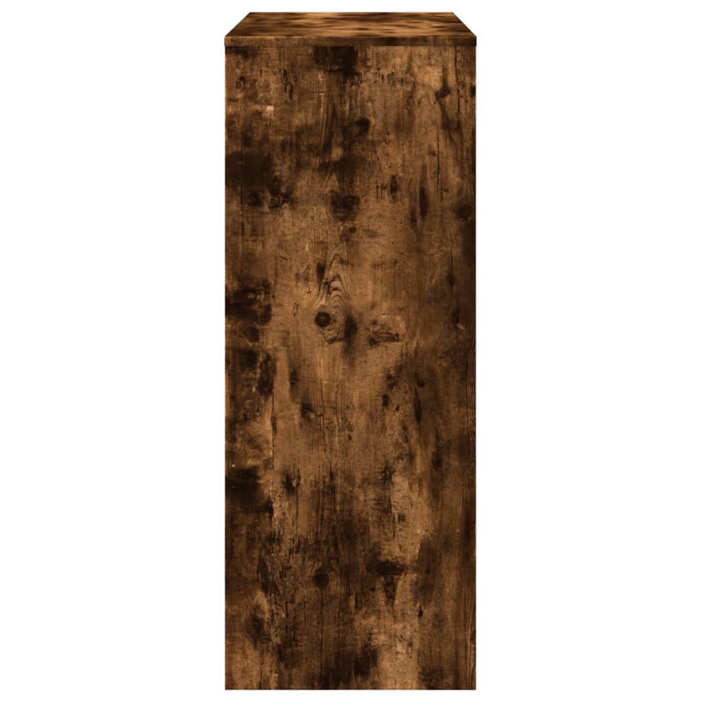 füstös tölgy szerelt fa bárasztal tárolókkal 90 x 40 x 103,5 cm
