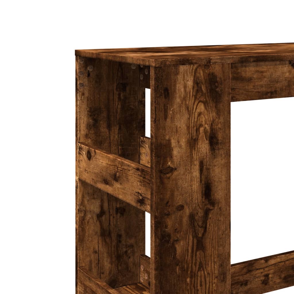 füstös tölgy szerelt fa bárasztal tárolókkal 90 x 40 x 103,5 cm