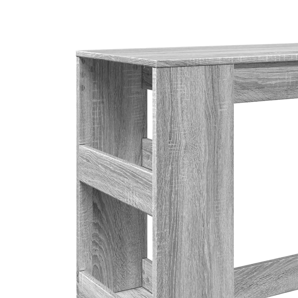 szürke sonoma szerelt fa bárasztal tárolókkal 90x40x103,5 cm