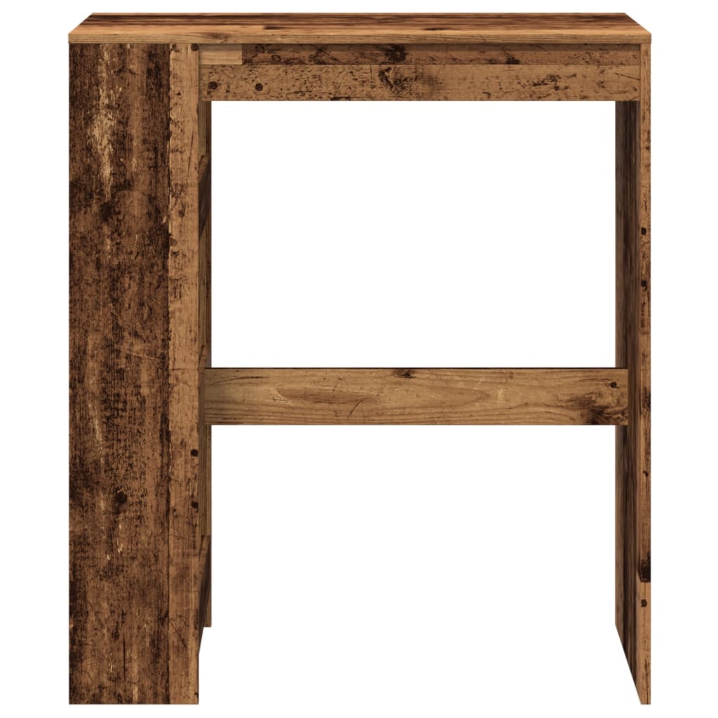 antik fa színű szerelt fa bárasztal tárolókkal 90x40x103,5 cm