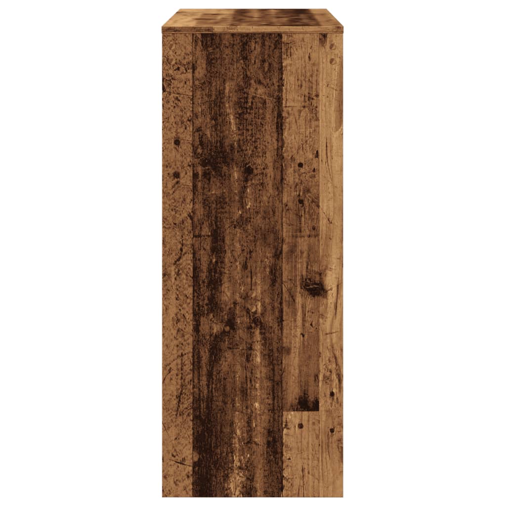 antik fa színű szerelt fa bárasztal tárolókkal 90x40x103,5 cm