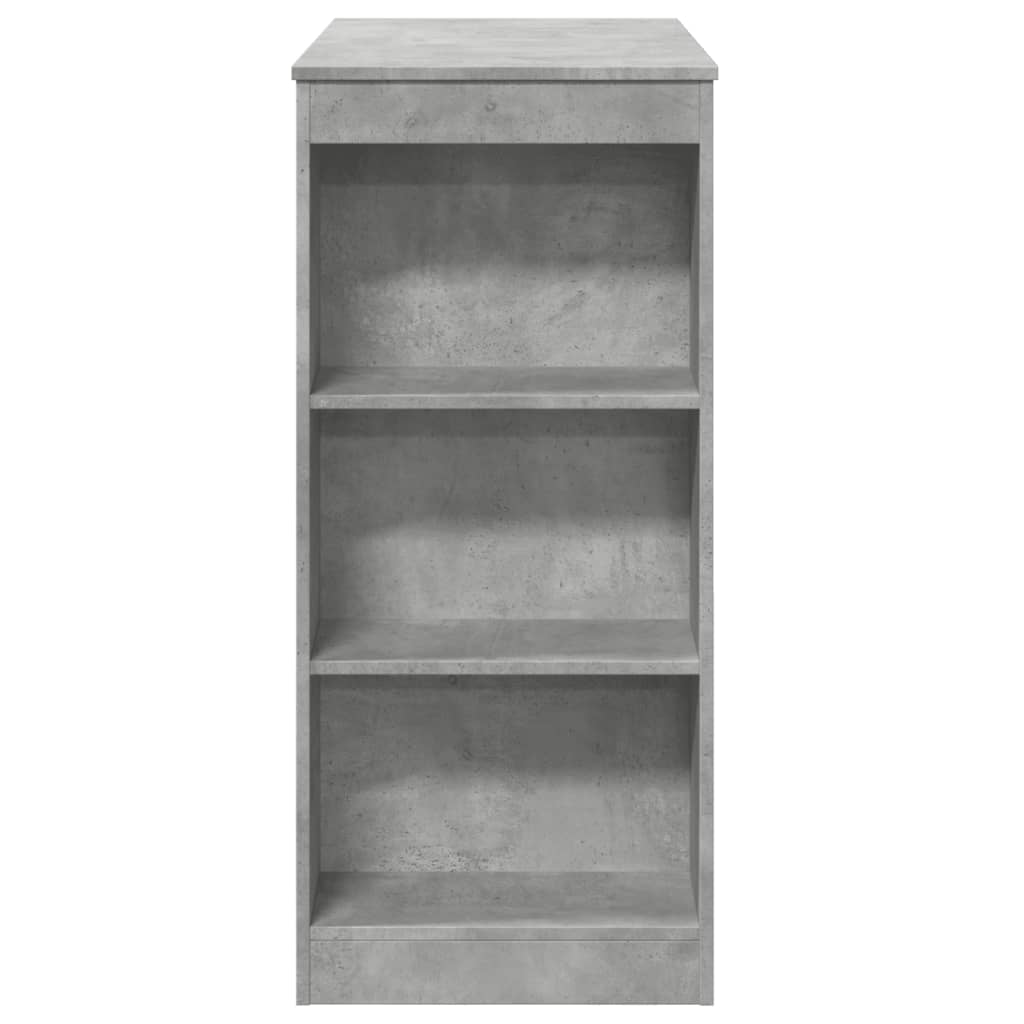 betonszürke szerelt fa tárolórekeszes bárasztal 95x47x103,5 cm