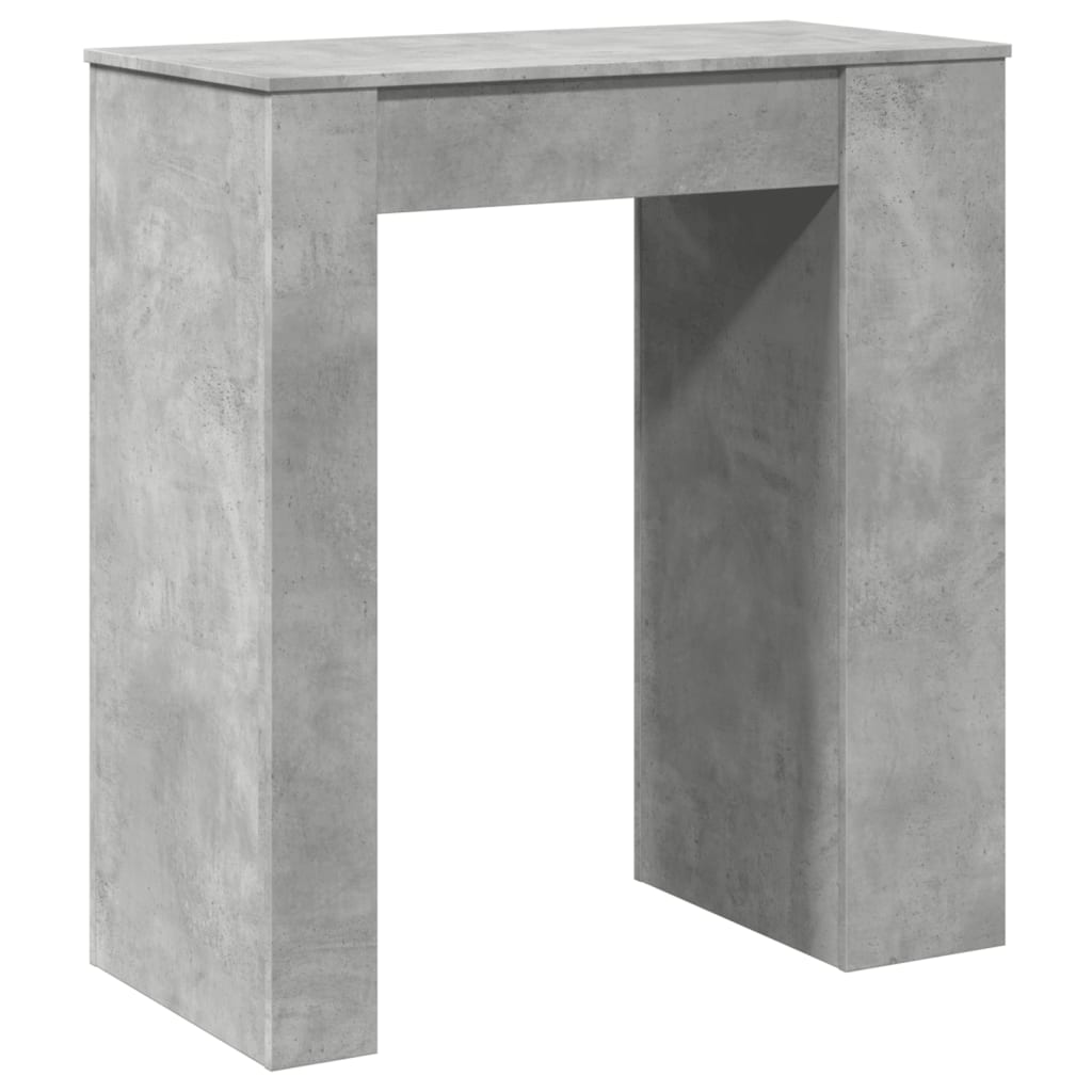 betonszürke szerelt fa tárolórekeszes bárasztal 95x47x103,5 cm