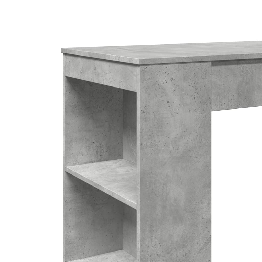 betonszürke szerelt fa tárolórekeszes bárasztal 95x47x103,5 cm