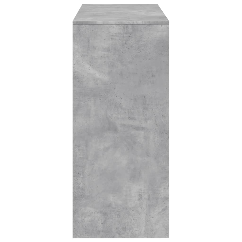 betonszürke szerelt fa bárasztal polccal 124 x 46 x 103,5 cm