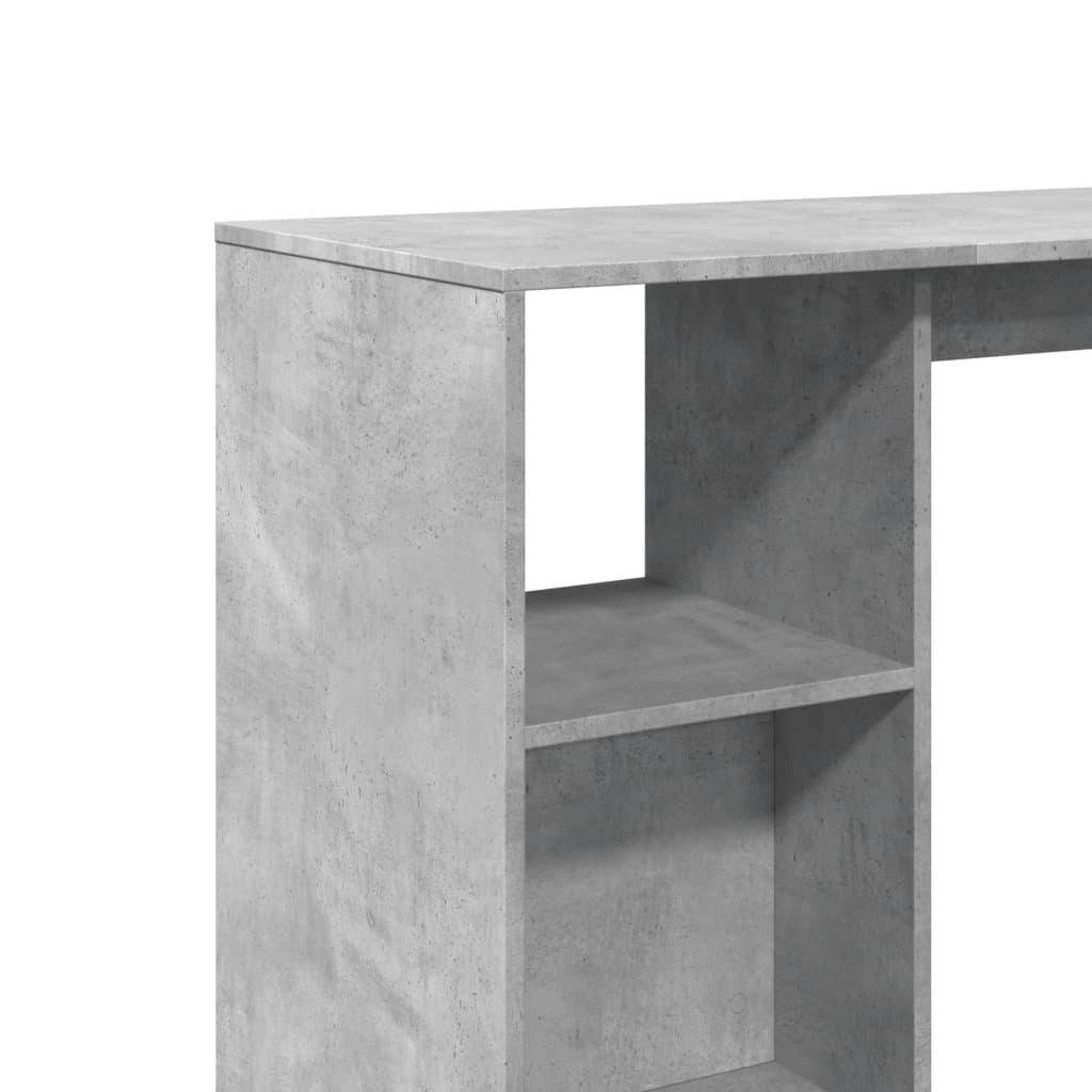 betonszürke szerelt fa bárasztal polccal 124 x 46 x 103,5 cm