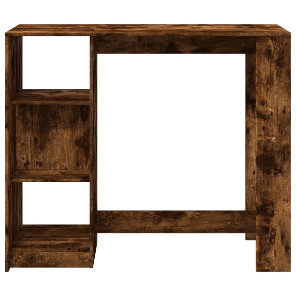 füstös tölgy színű szerelt fa bárasztal polccal 124x46x103,5 cm