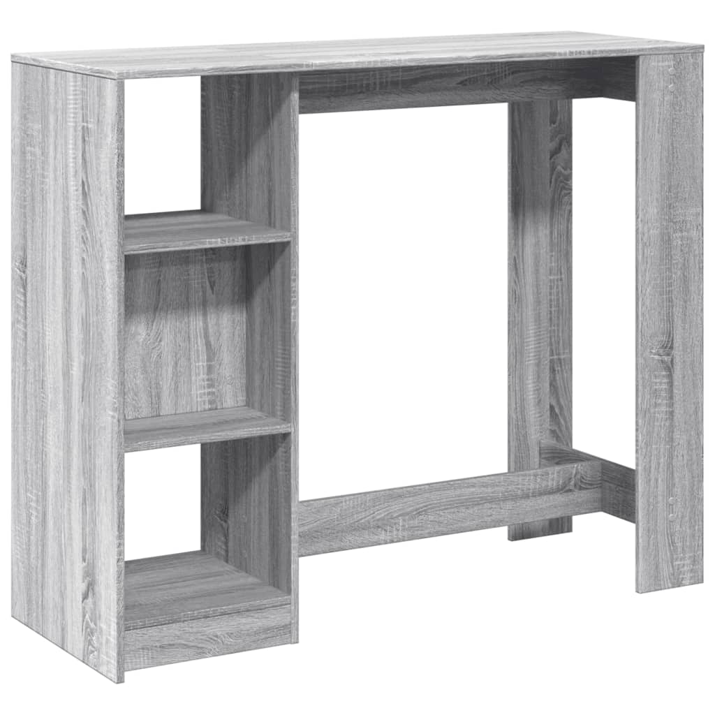 szürke sonoma szerelt fa bárasztal polccal 124 x 46 x 103,5 cm