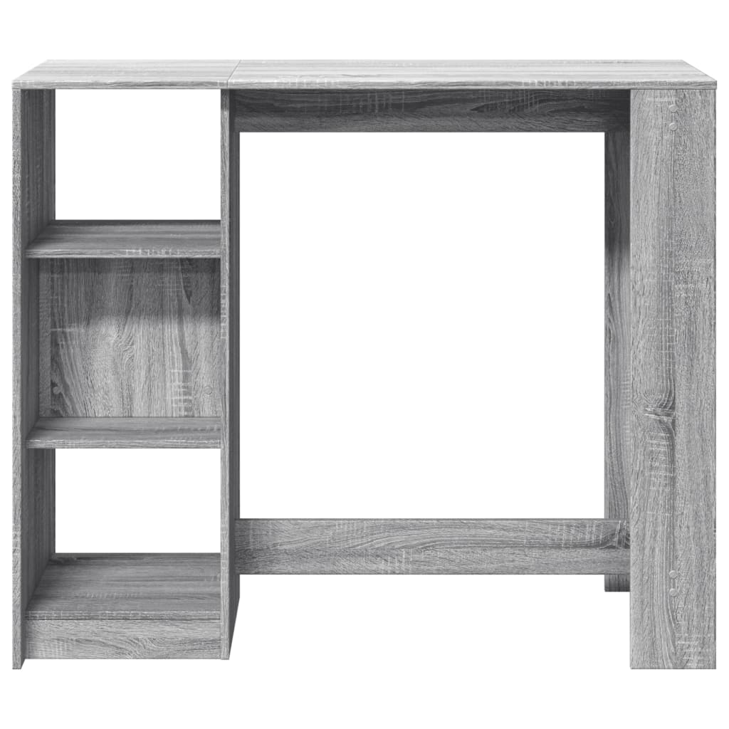 szürke sonoma szerelt fa bárasztal polccal 124 x 46 x 103,5 cm