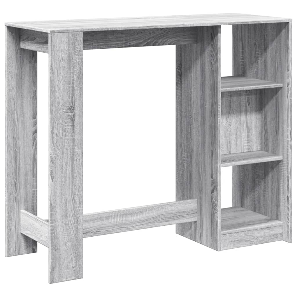 szürke sonoma szerelt fa bárasztal polccal 124 x 46 x 103,5 cm