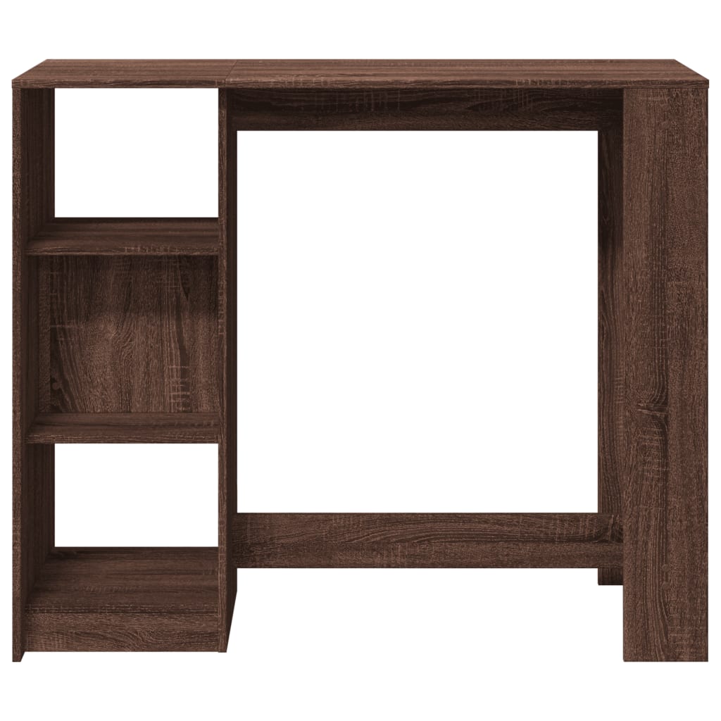 barna tölgy színű szerelt fa bárasztal polccal 124x46x103,5 cm