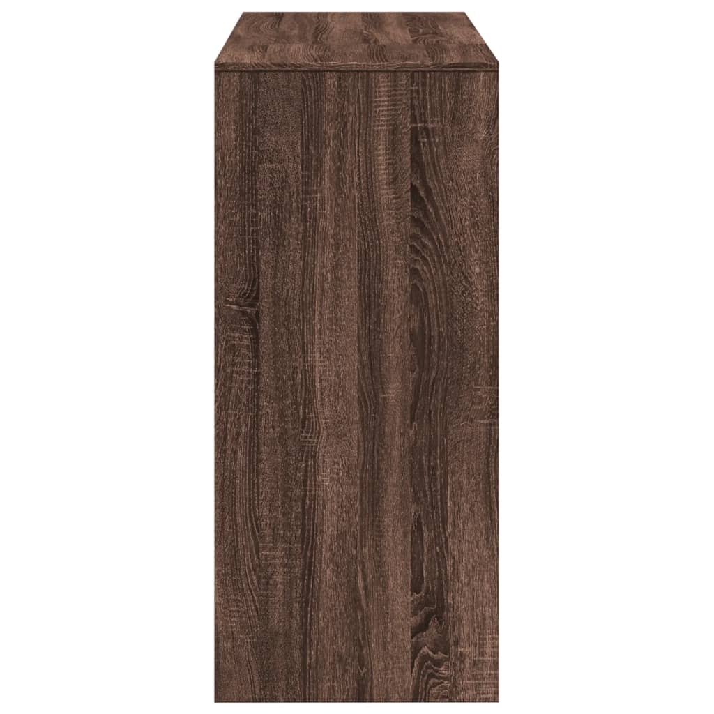 barna tölgy színű szerelt fa bárasztal polccal 124x46x103,5 cm