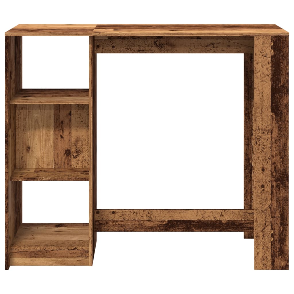 antik fa színű szerelt fa bárasztal polccal 124 x 46 x 103,5 cm