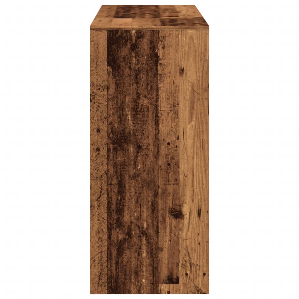antik fa színű szerelt fa bárasztal polccal 124 x 46 x 103,5 cm