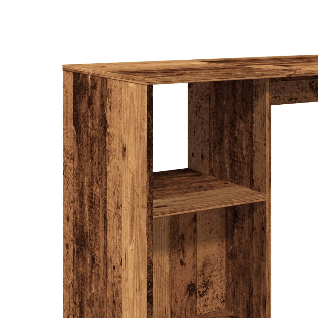 antik fa színű szerelt fa bárasztal polccal 124 x 46 x 103,5 cm