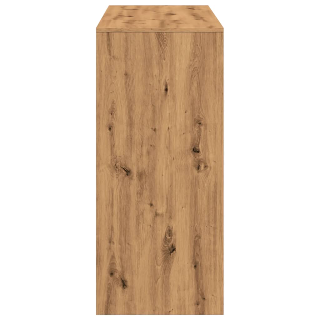 kézműves tölgy szerelt fa bárasztal polccal 124 x 46 x 103,5 cm