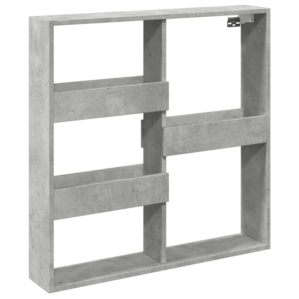 betonszürke szerelt fa faliszekrény 80 x 15 x 80 cm