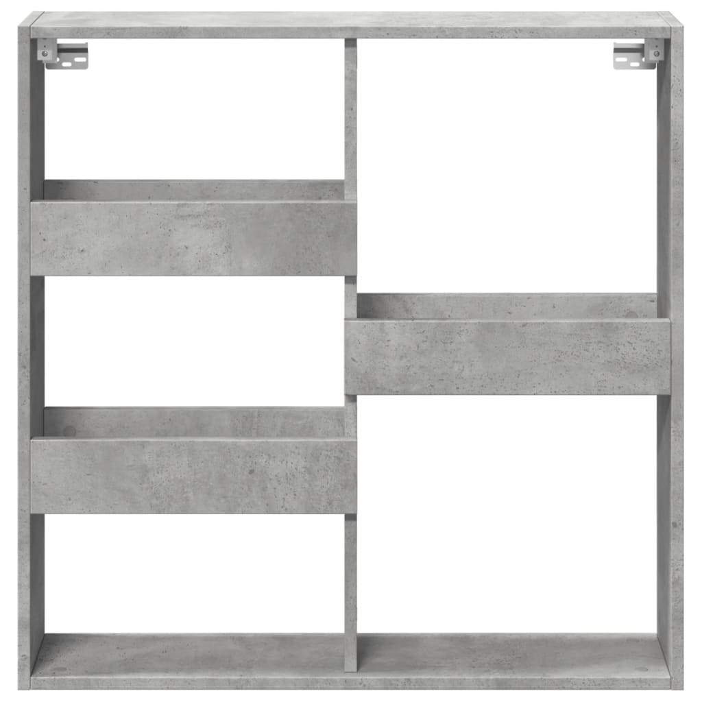 betonszürke szerelt fa faliszekrény 80 x 15 x 80 cm