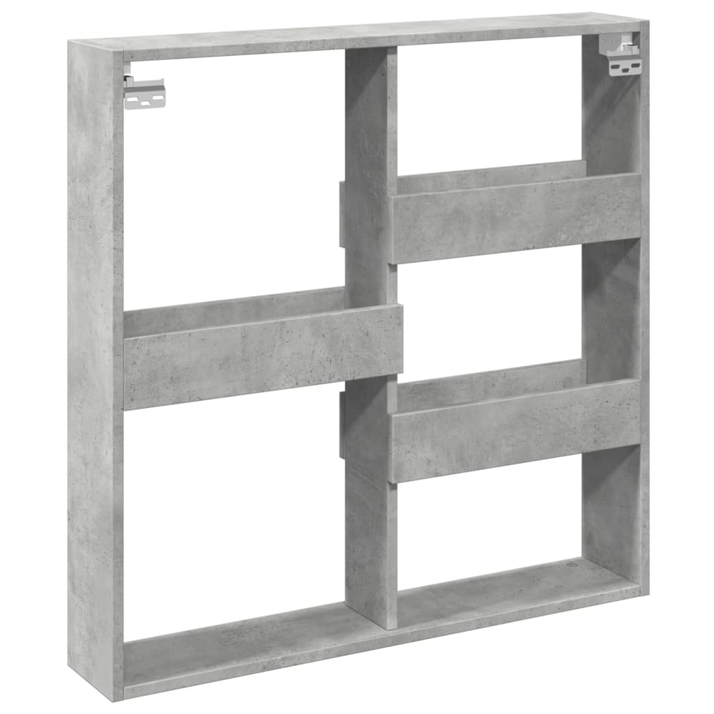 betonszürke szerelt fa faliszekrény 80 x 15 x 80 cm