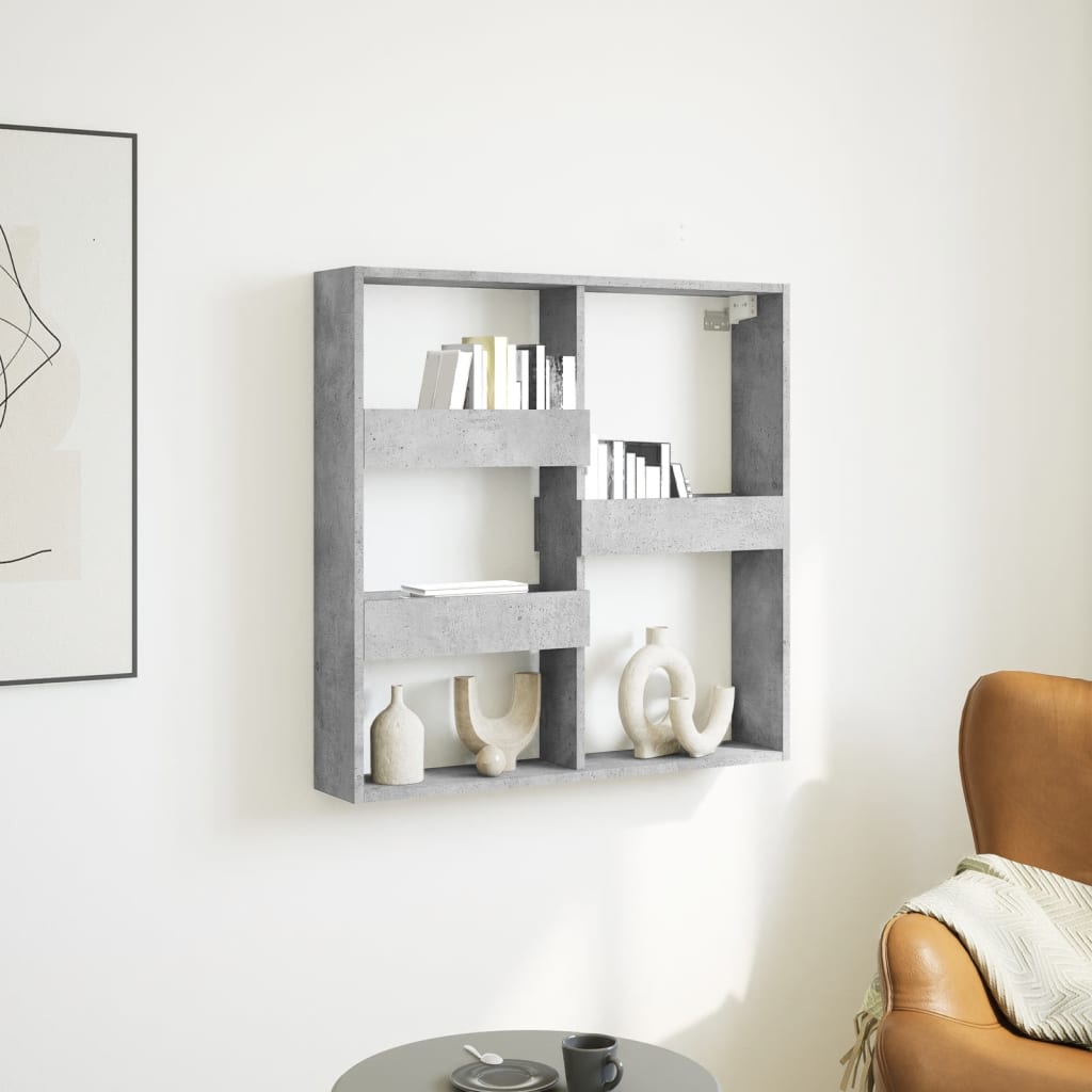 betonszürke szerelt fa faliszekrény 80 x 15 x 80 cm