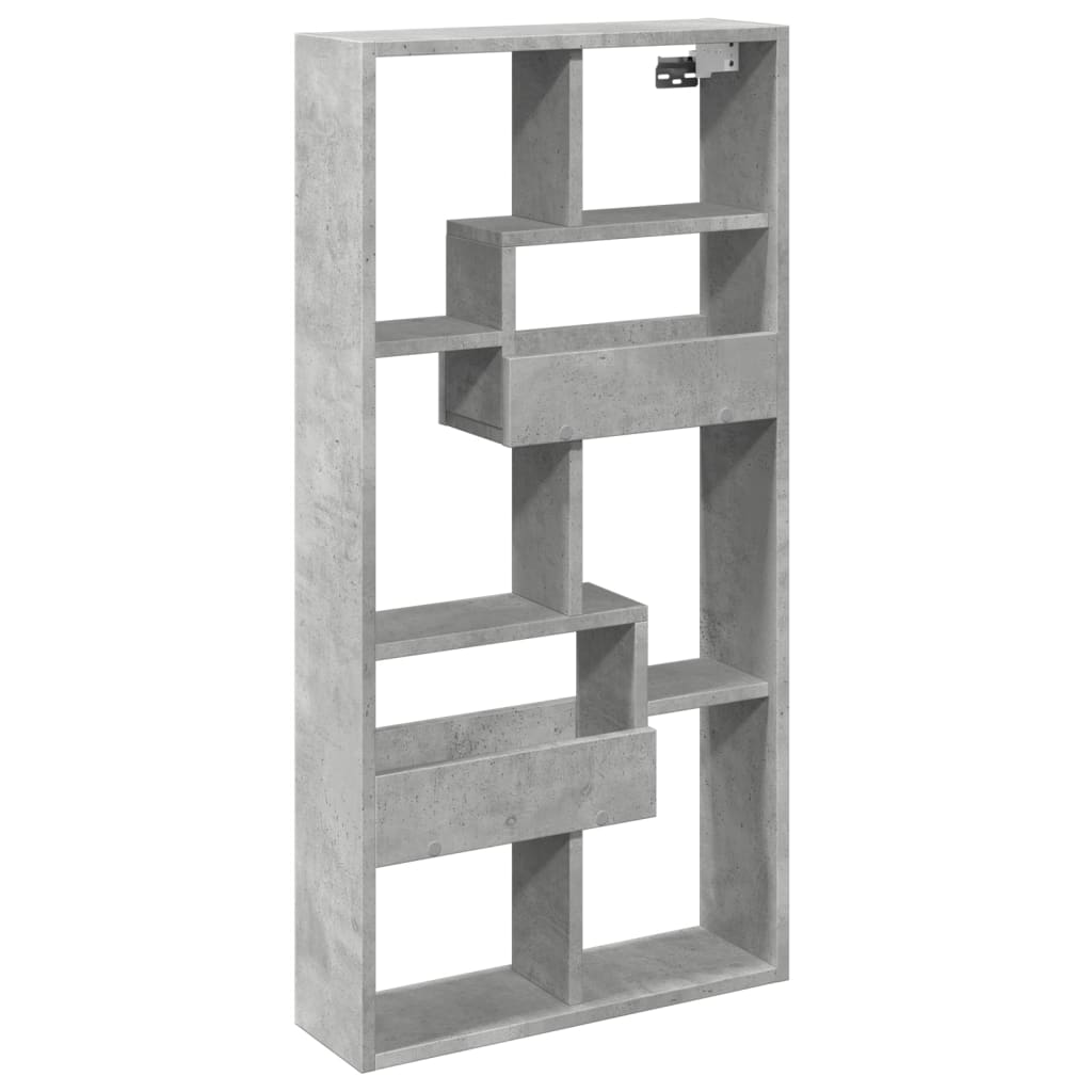betonszürke szerelt fa faliszekrény 50 x 15 x 100 cm