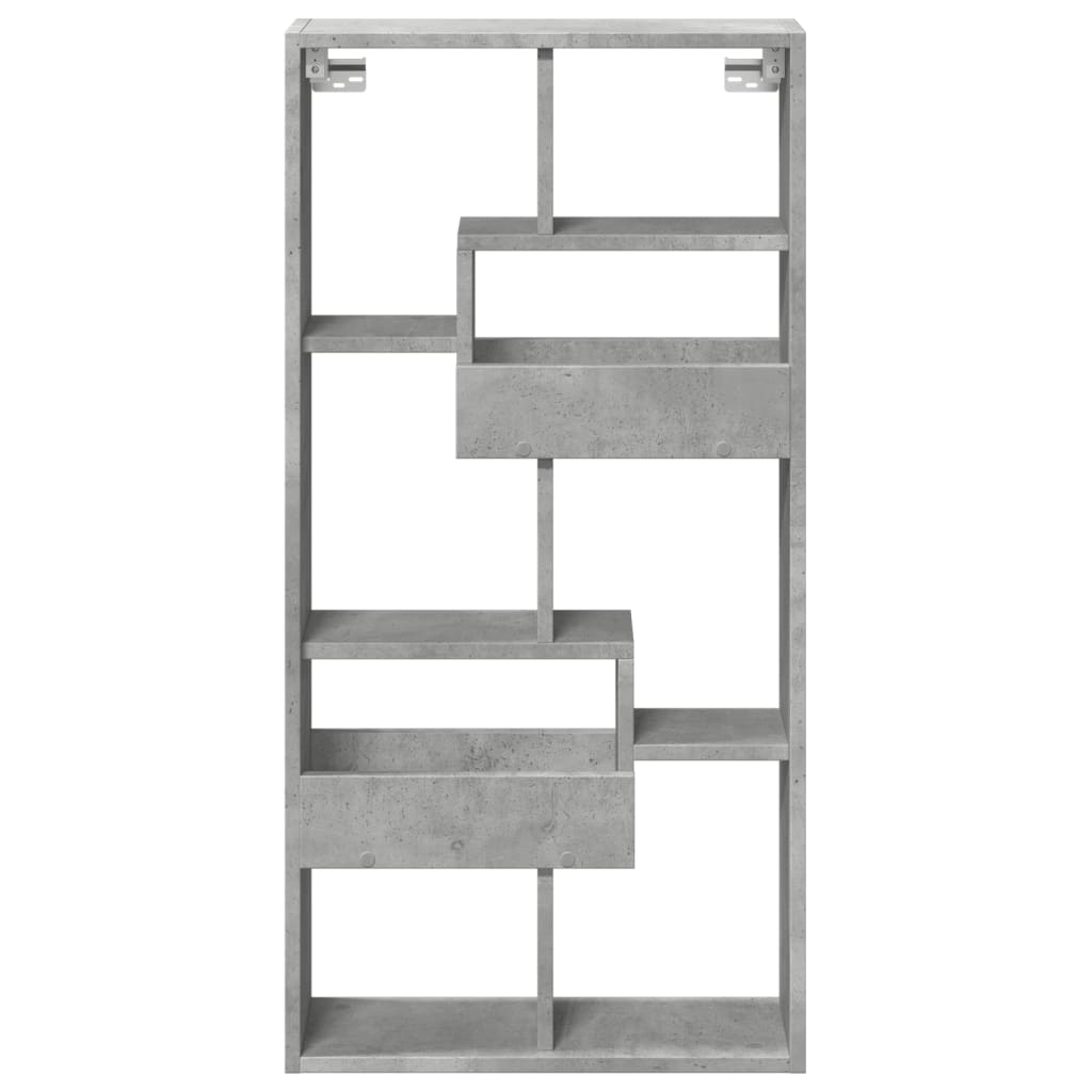 betonszürke szerelt fa faliszekrény 50 x 15 x 100 cm