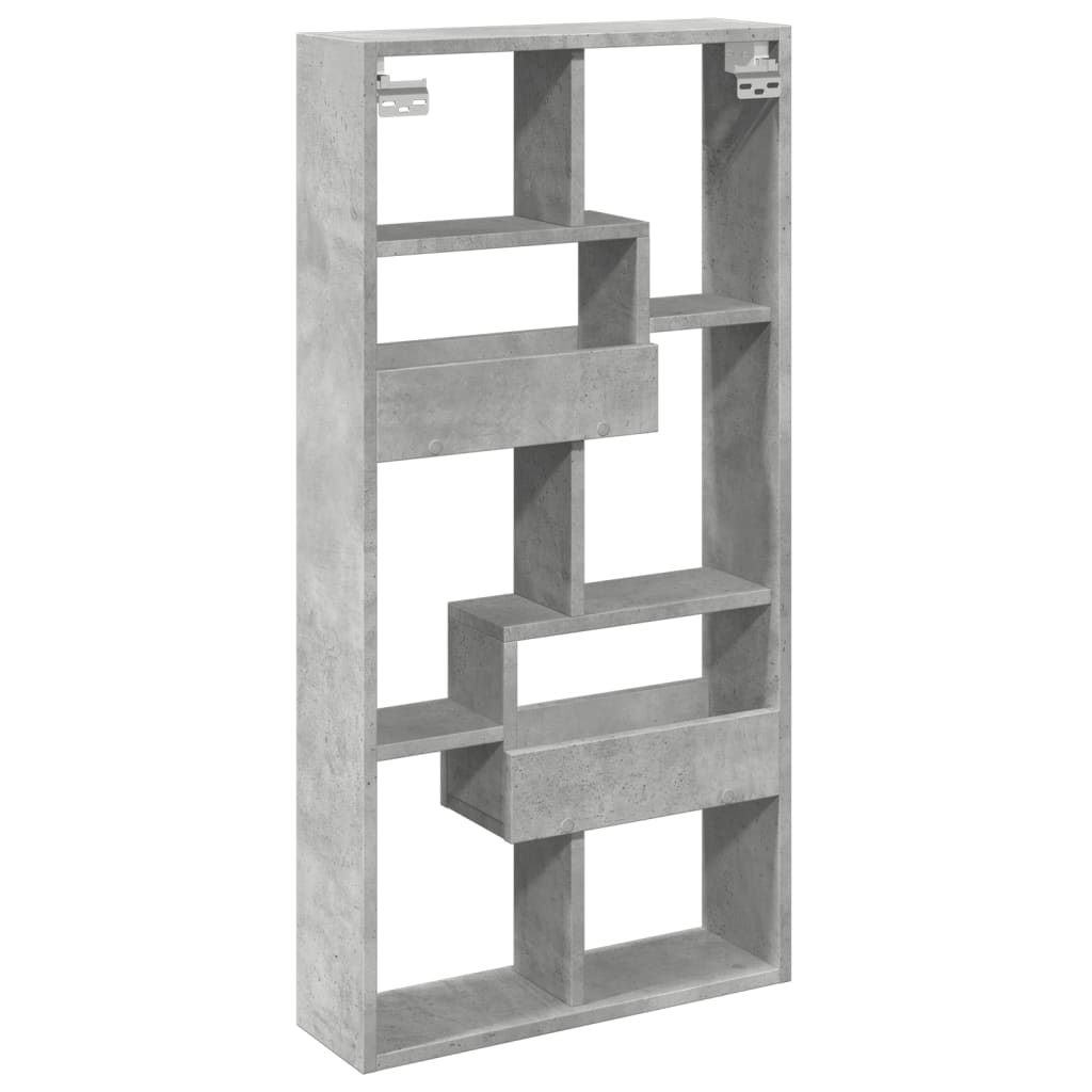 betonszürke szerelt fa faliszekrény 50 x 15 x 100 cm
