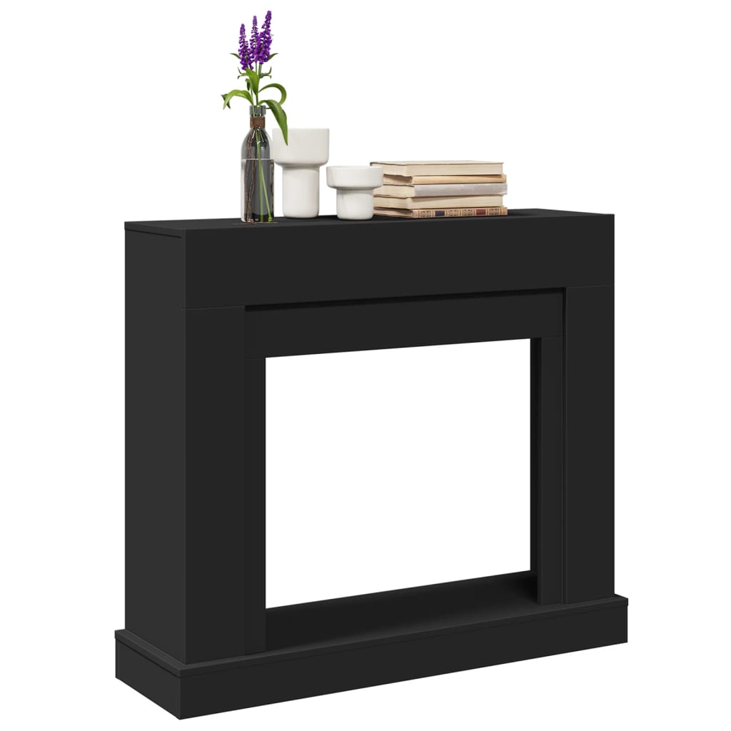 fekete szerelt fa kandallóburkolat 100 x 30 x 87,5 cm