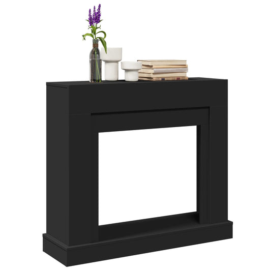 fekete szerelt fa kandallóburkolat 100 x 30 x 87,5 cm