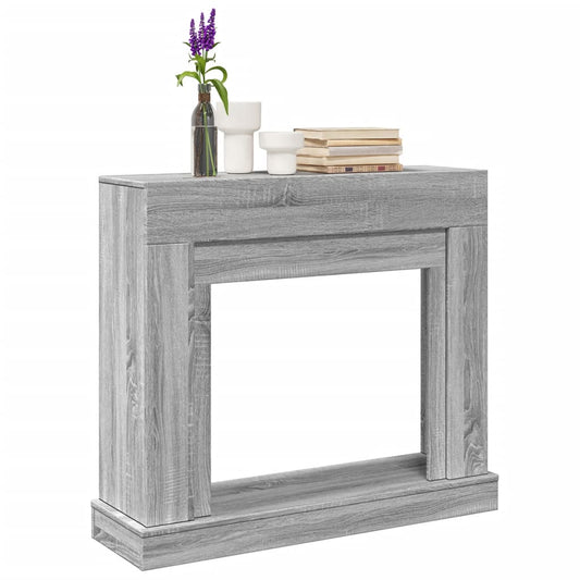 szürke sonoma színű szerelt fa kandallóburkolat 100x30x87,5 cm