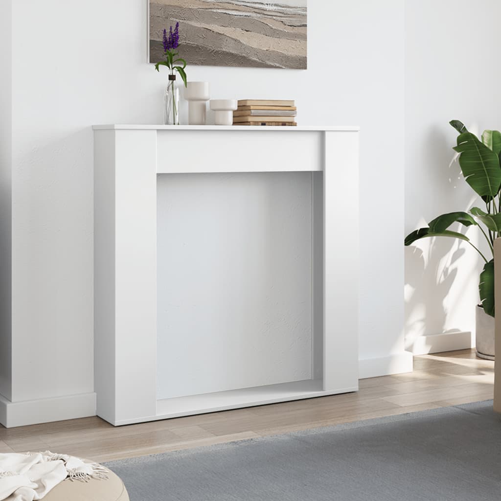 fehér szerelt fa kandallóburkolat 100 x 20 x 100 cm