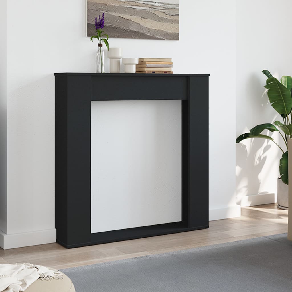 fekete szerelt fa kandallóburkolat 100 x 20 x 100 cm