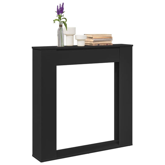 fekete szerelt fa kandallóburkolat 100 x 20 x 100 cm