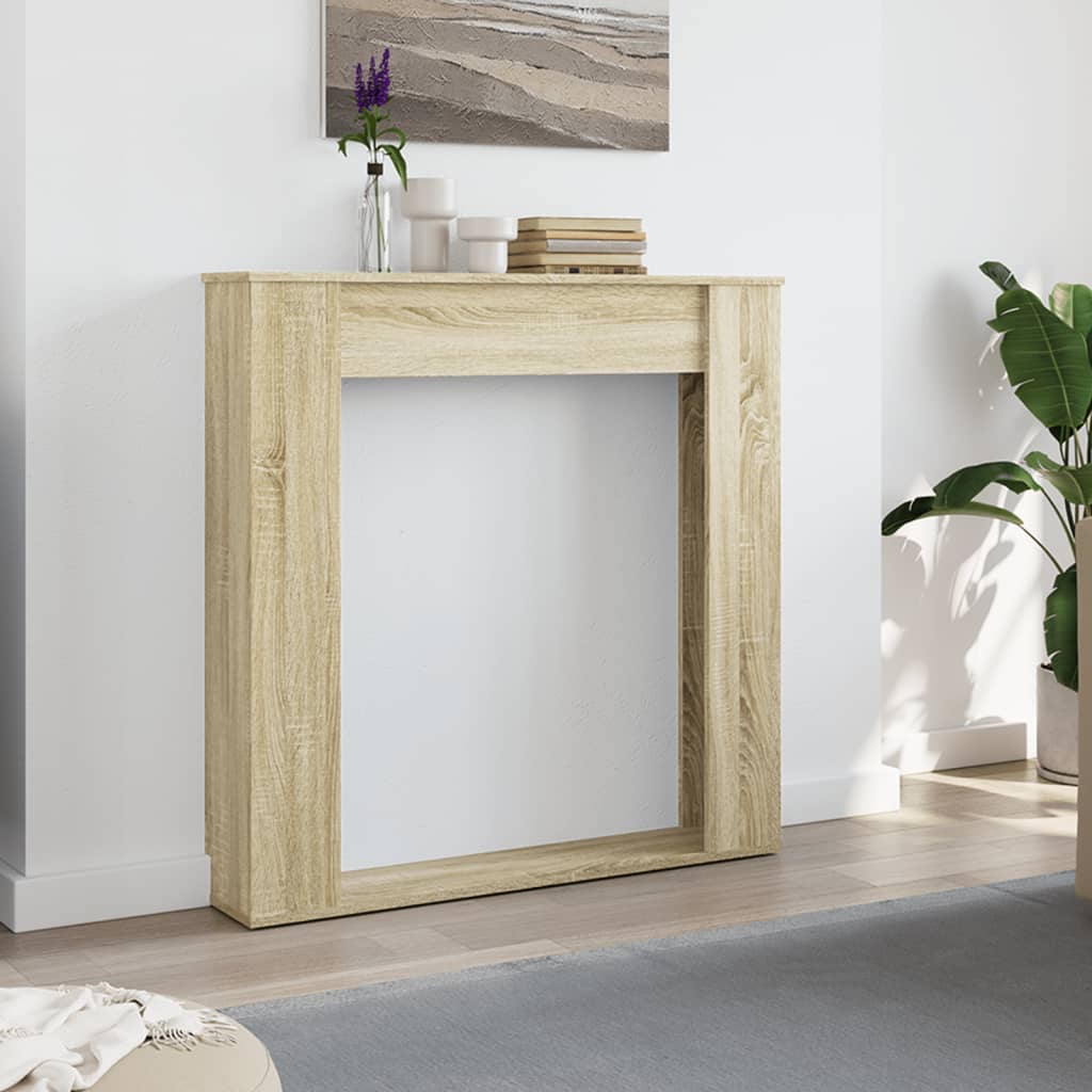 sonoma tölgy színű szerelt fa kandallóburkolat 100x20x100 cm