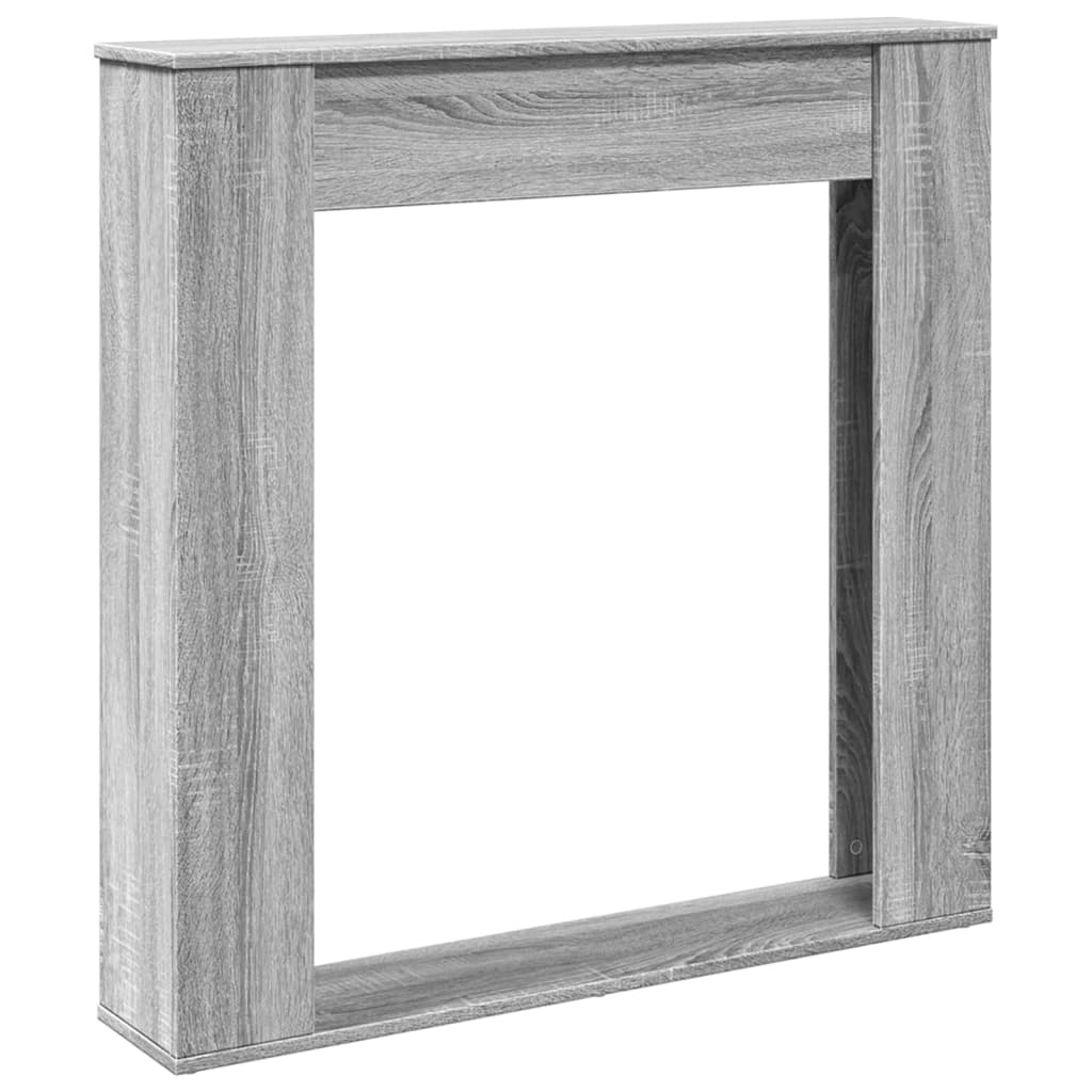 szürke sonoma színű szerelt fa kandallóburkolat 100x20x100 cm