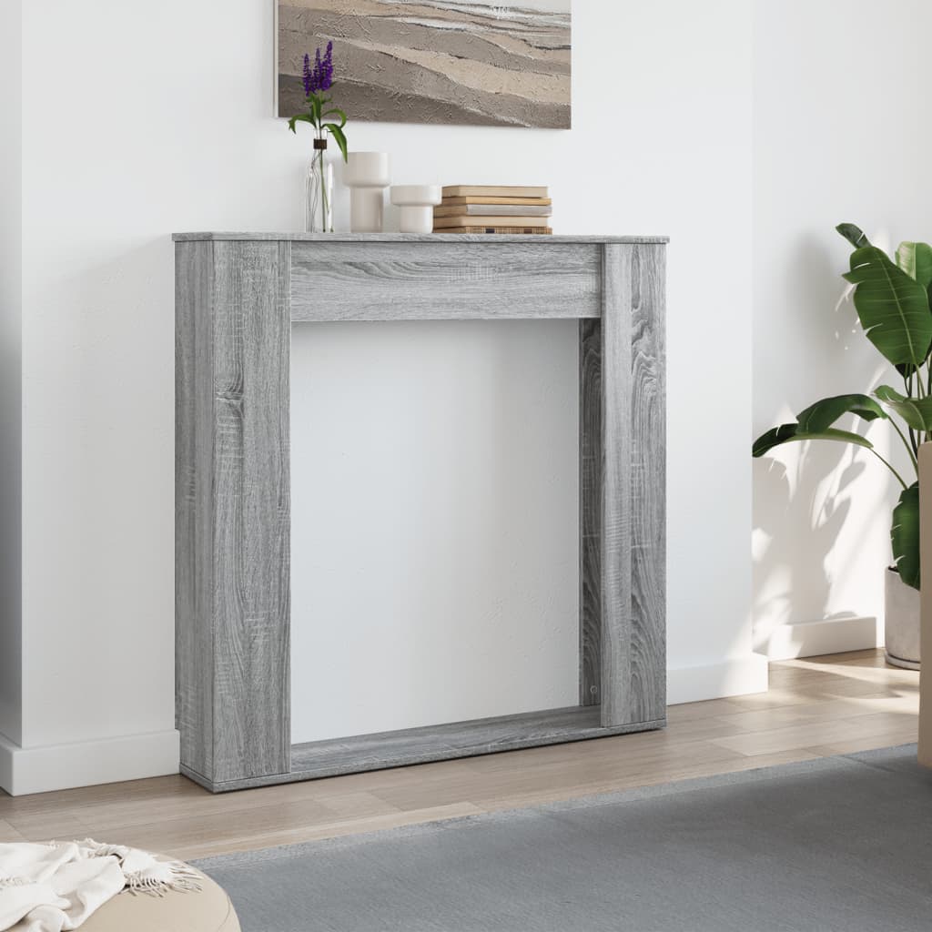 szürke sonoma színű szerelt fa kandallóburkolat 100x20x100 cm
