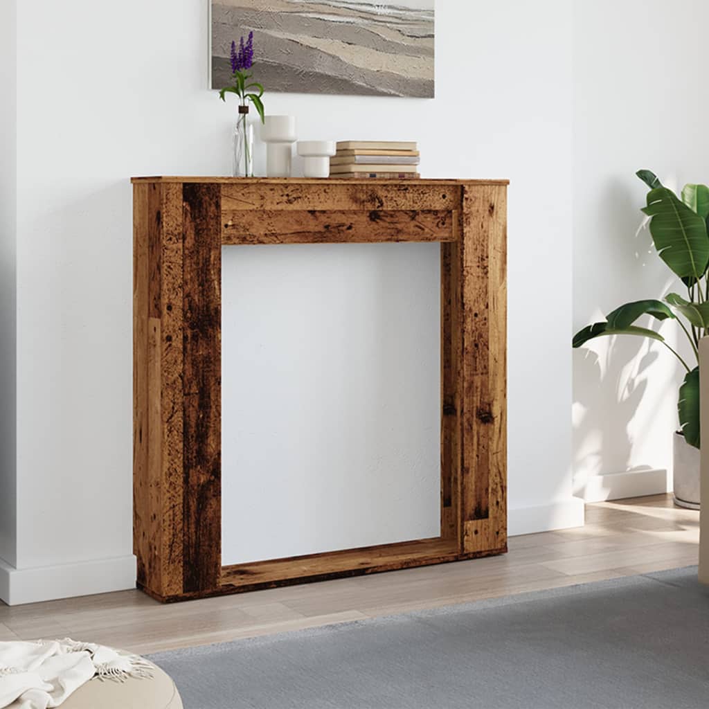 antik fa színű szerelt fa kandallóburkolat 100 x 20 x 100 cm