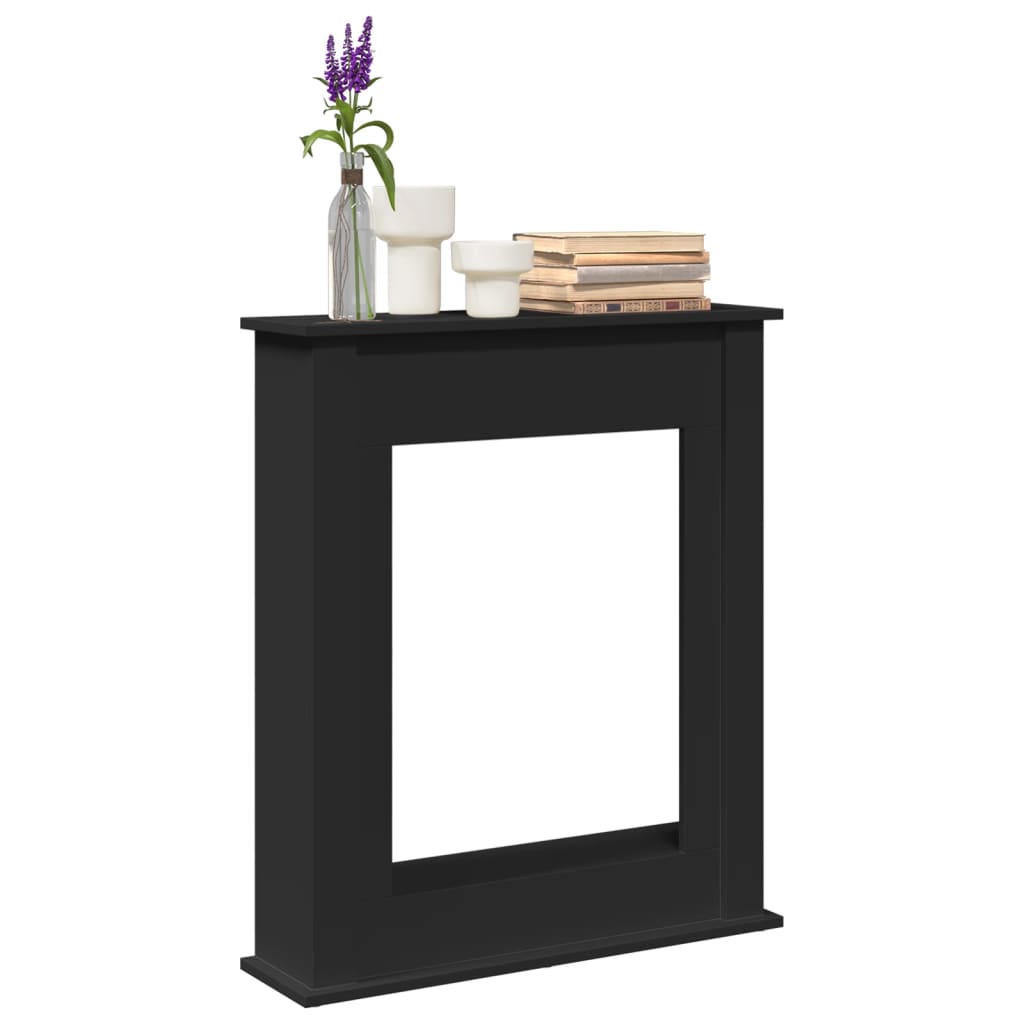 fekete szerelt fa kandallóburkolat 75 x 20 x 87,5 cm