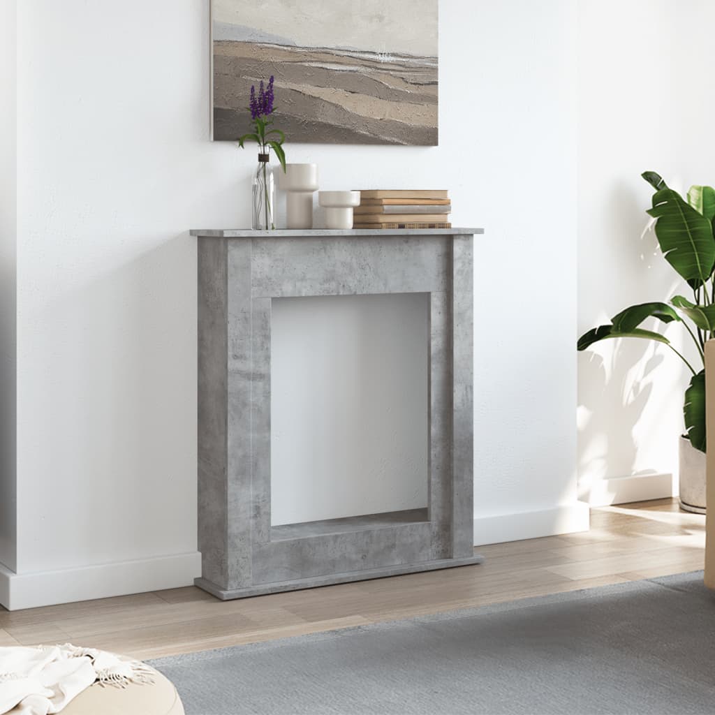 betonszürke szerelt fa kandallóburkolat 75 x 20 x 87,5 cm