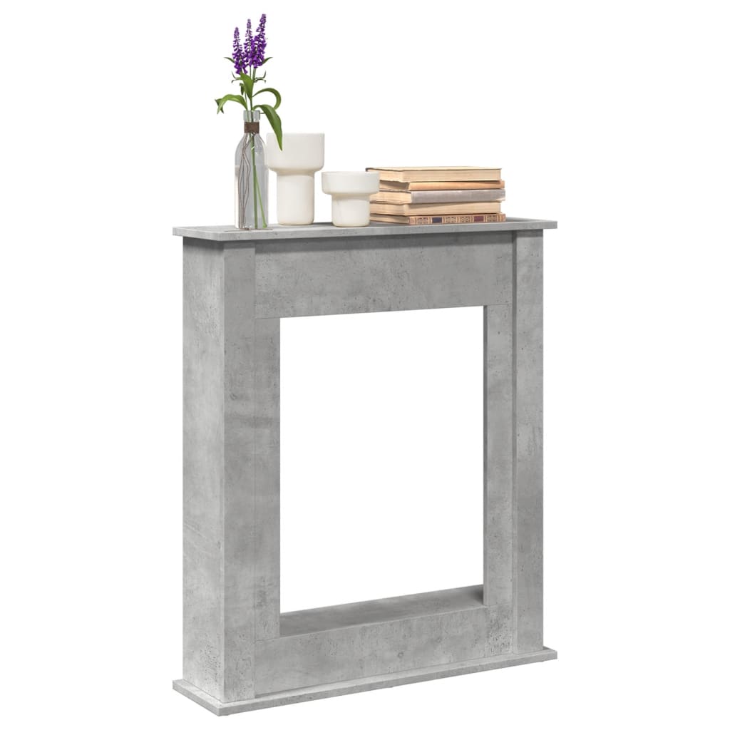 betonszürke szerelt fa kandallóburkolat 75 x 20 x 87,5 cm