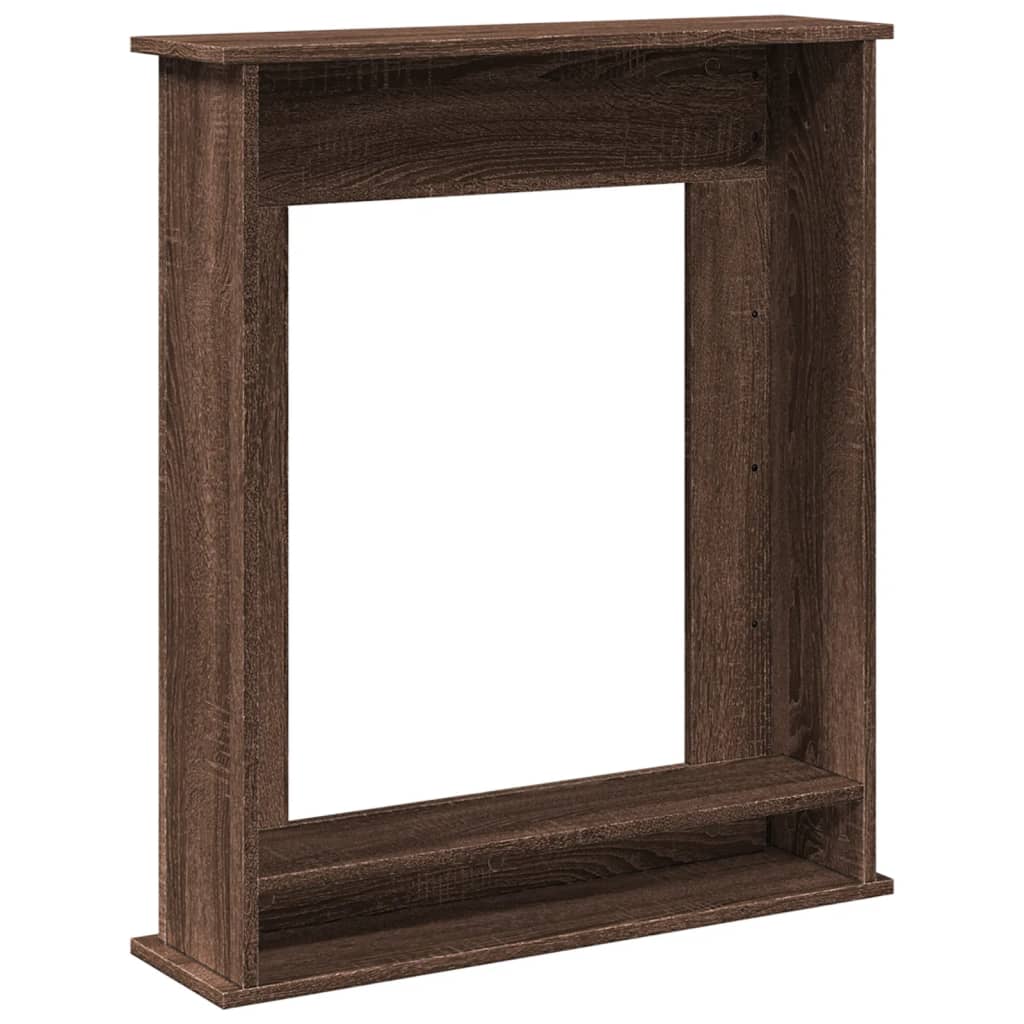 barna tölgy színű szerelt fa kandallóburkolat 75 x 20 x 87,5 cm