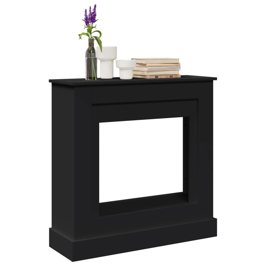 fekete szerelt fa kandallóburkolat 90 x 30 x 90 cm