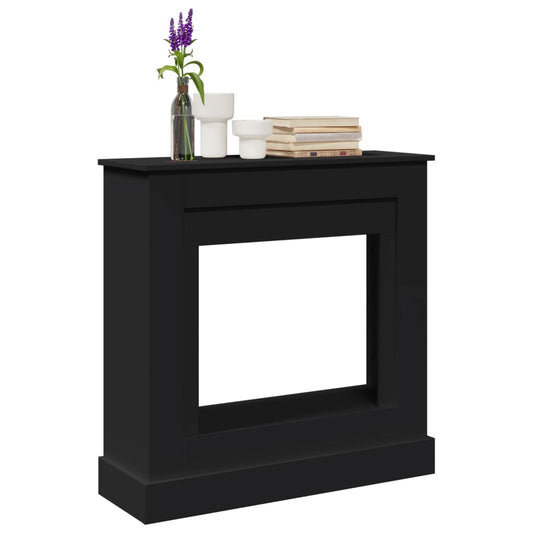 fekete szerelt fa kandallóburkolat 90 x 30 x 90 cm