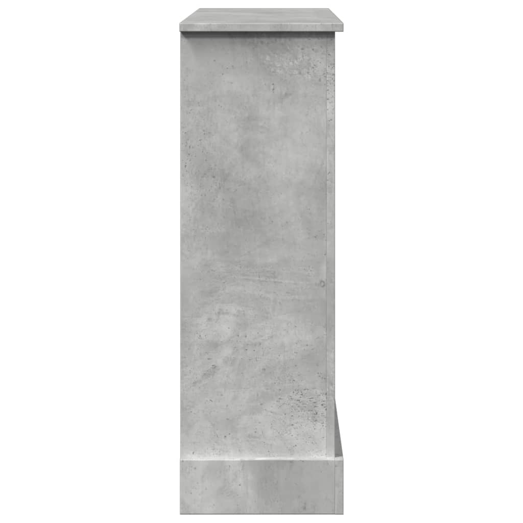 betonszürke szerelt fa kandallóburkolat 90 x 30 x 90 cm