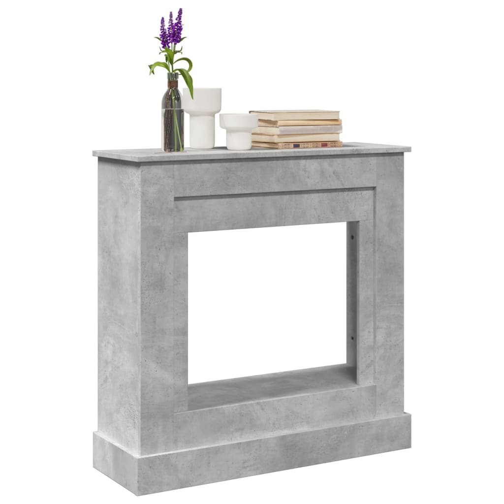betonszürke szerelt fa kandallóburkolat 90 x 30 x 90 cm