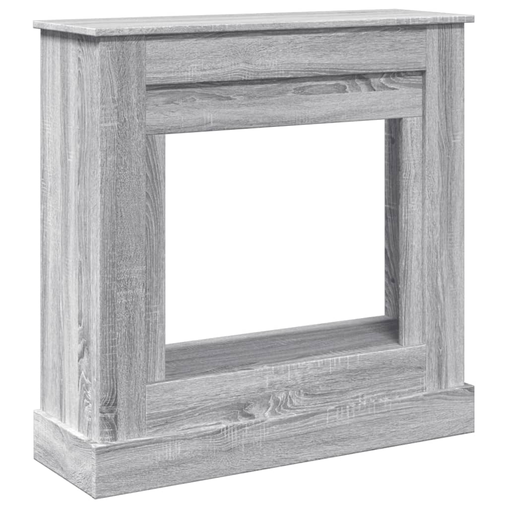 szürke sonoma színű szerelt fa kandallóburkolat 90 x 30 x 90 cm