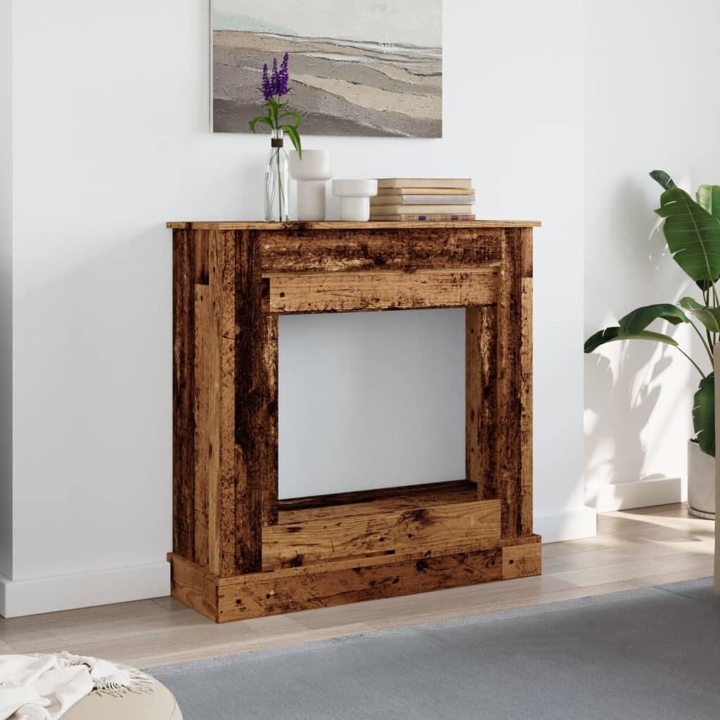 antik fa színű szerelt fa kandallóburkolat 90 x 30 x 90 cm
