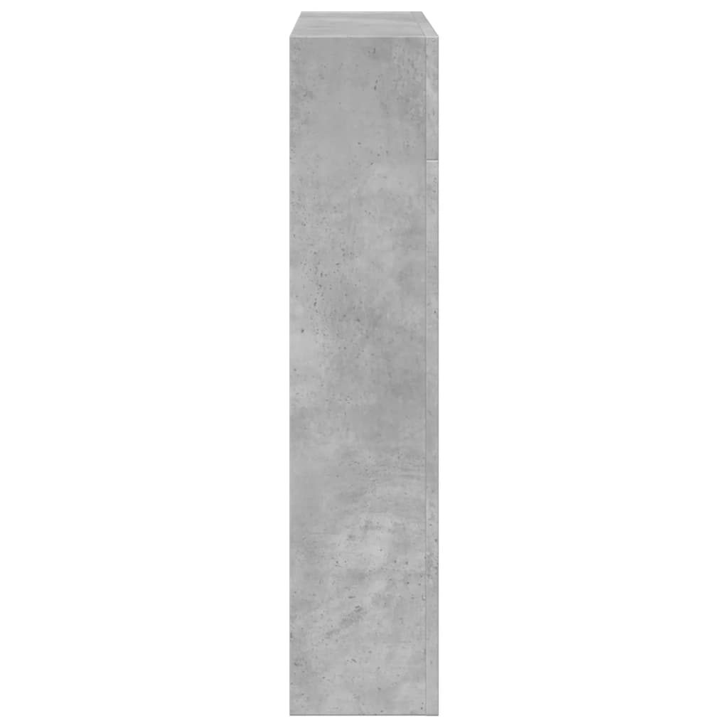 betonszürke szerelt fa kandallóburkolat 81 x 18 x 82 cm